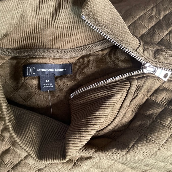 Inc. International Concepts Mens Jacket Quilted Sweatshirt Dark Olive Medium - Picture 4 of 6